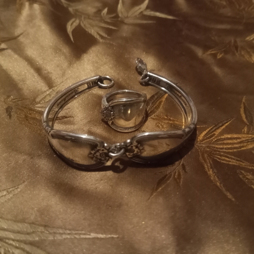 Handmade matching spoon ring & bracelet set